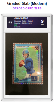 DCM Graded Card Slab Example - Jaxson Dart Rookie Mint 9