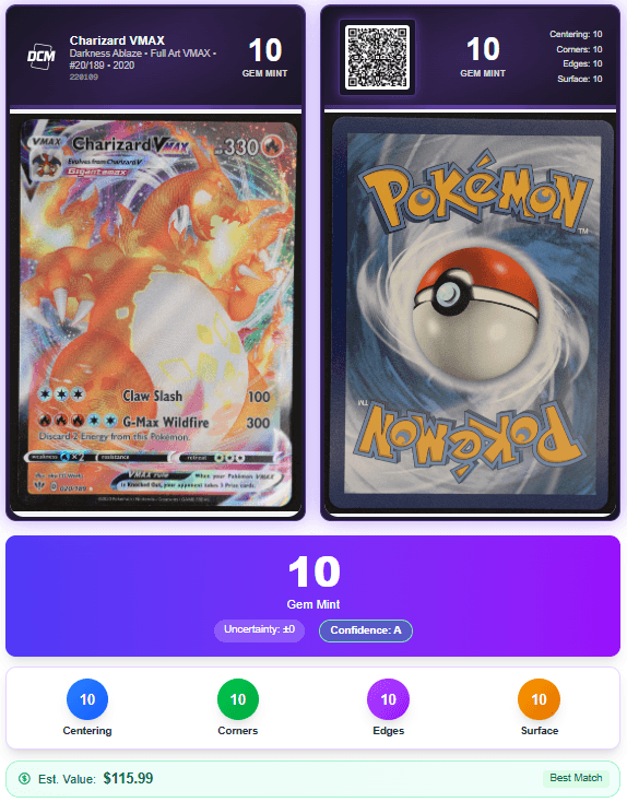 Pokemon Charizard VMAX graded card report
