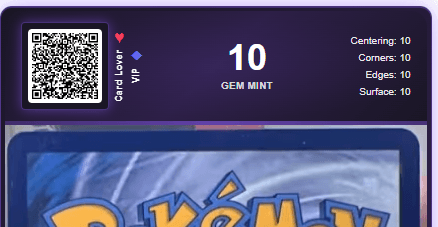 Card Lover and VIP badges on a graded card label