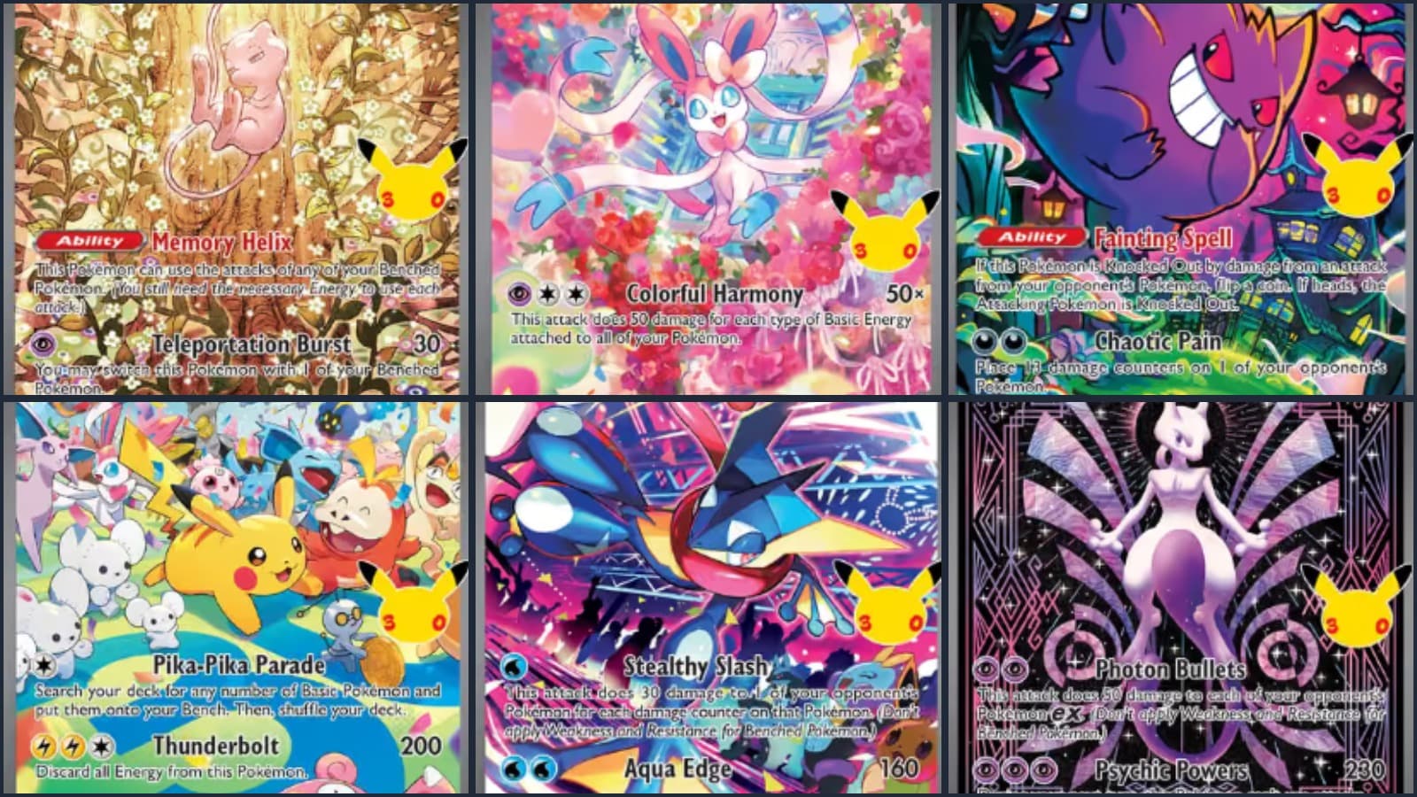 Pokémon TCG 30th Celebration Chase Cards